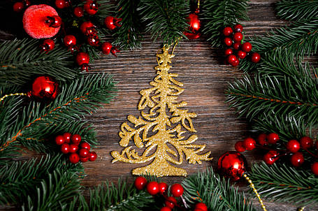 Новорічна прикраса Ялинка завиток золо 0117, фото 2