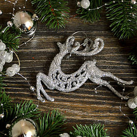 Новорічна прикраса Олень із візерунком срібло 0336