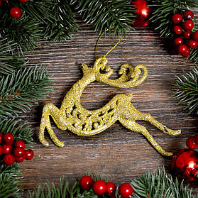 Новорічна прикраса Олень із візерунком золото 0337