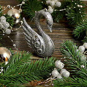 Новорічна прикраса Лебідь срібло 0342