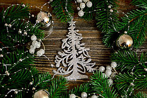 Новорічна прикраса Ялинка завиток срібло 0127, фото 3