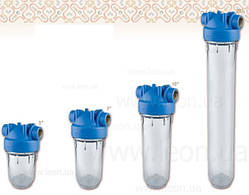 Колба проточного фільтра Atlas Filtri DP MONO TS OT, прозора склянка, для картриджів SX і BX