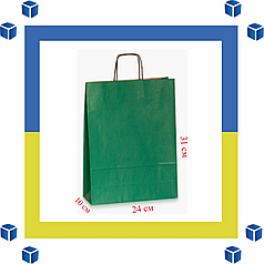 Паперовий пакет із крученими ручками зелений (240 мм/100 мм/310 мм)