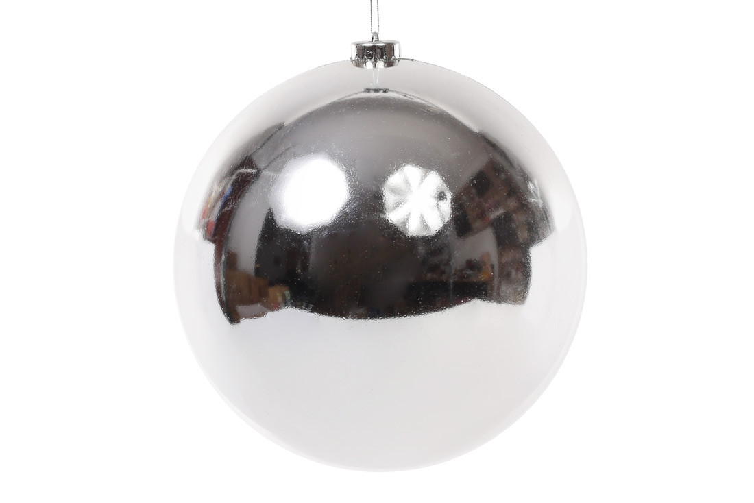 Ялинкова куля 20 см, колір срібло (глянець)