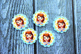 Кабошон "Софі в круглій рамочці" маленька м'ята та жовтий 2,2 х 2,2 см, 20 шт./пач. гуртом