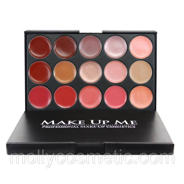 Професійна палітра помад для губ 15 кольорів Make Up Me