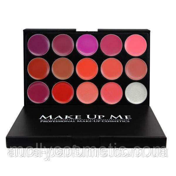 Професійна палітра помад для губ 15 кольорів Make Up Me
