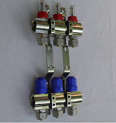 Колектор для теплої підлоги на 2 контури хромований Gross