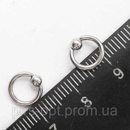 Кільця сегментні діаметр 6 мм, товщина 1.2 мм, з кулькою 3 мм для пірсингу з медичної сталі., фото 2