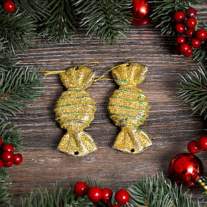 Новорічна прикраса Цукерки золото 2 шт. 0347, фото 3