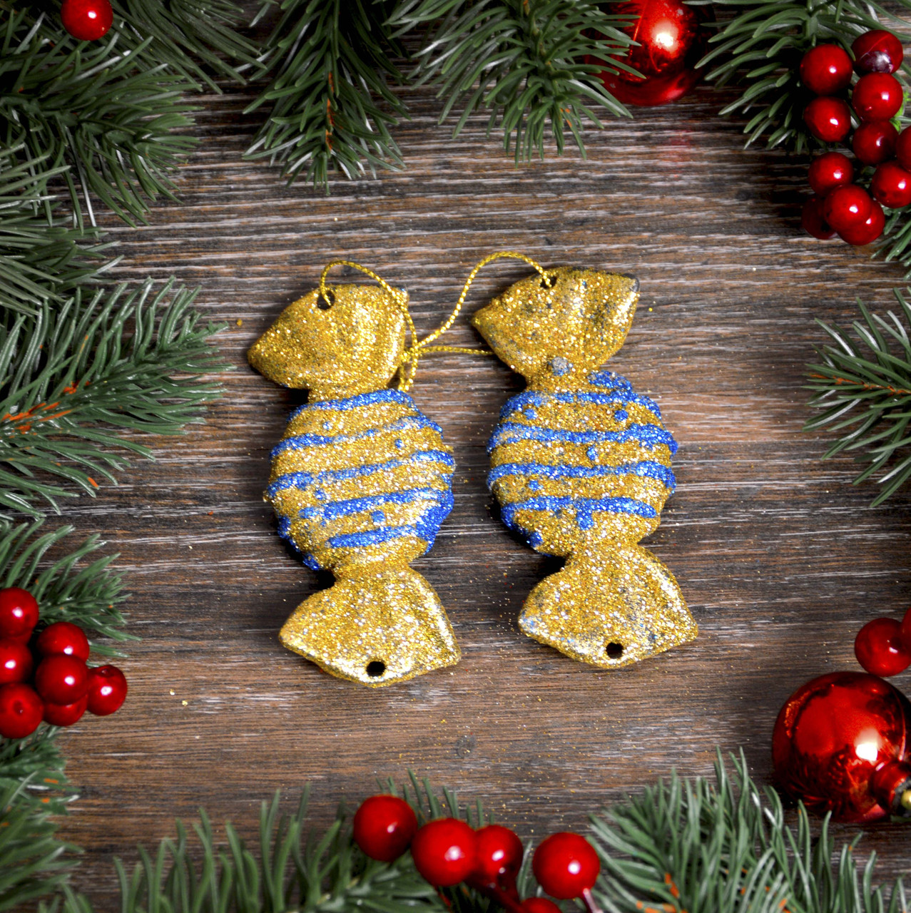 Новорічна прикраса Цукерки золото 2 шт. 0347