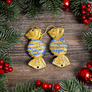 Новорічна прикраса Цукерки золото 2 шт. 0347, фото 1