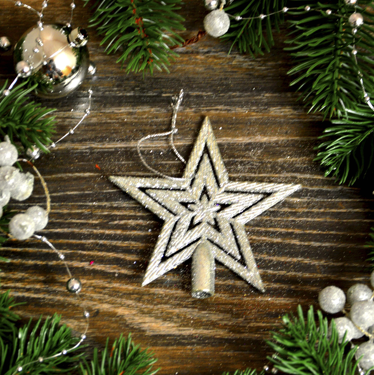 Новорічна прикраса Зірка верх малий сер 0356