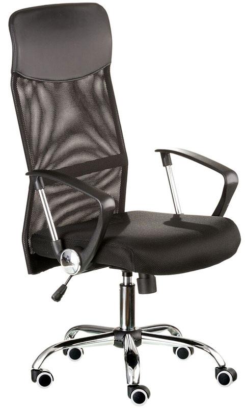 Крісло офісне Supreme black, спинка текстилайн, сидіння і підголівник PP — поліпропілен