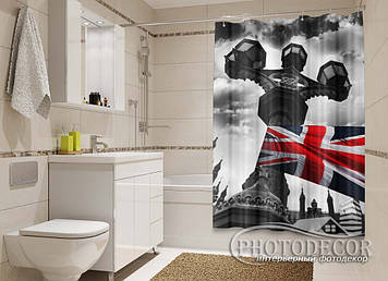 Фото Шторка для ванної "Британський прапор" - ціна вказана за 1 м.кв. Читаємо опис!