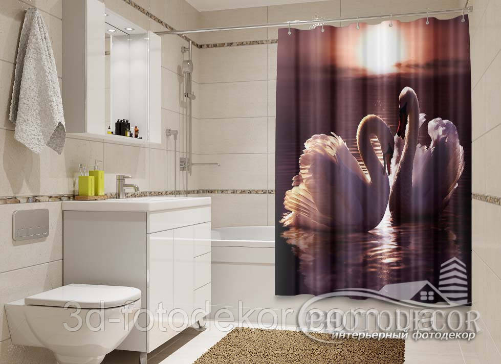 Фото Шторка для ванної "Лебеді" - ціна вказана за 1 м.кв. Читаємо опис!, фото 1