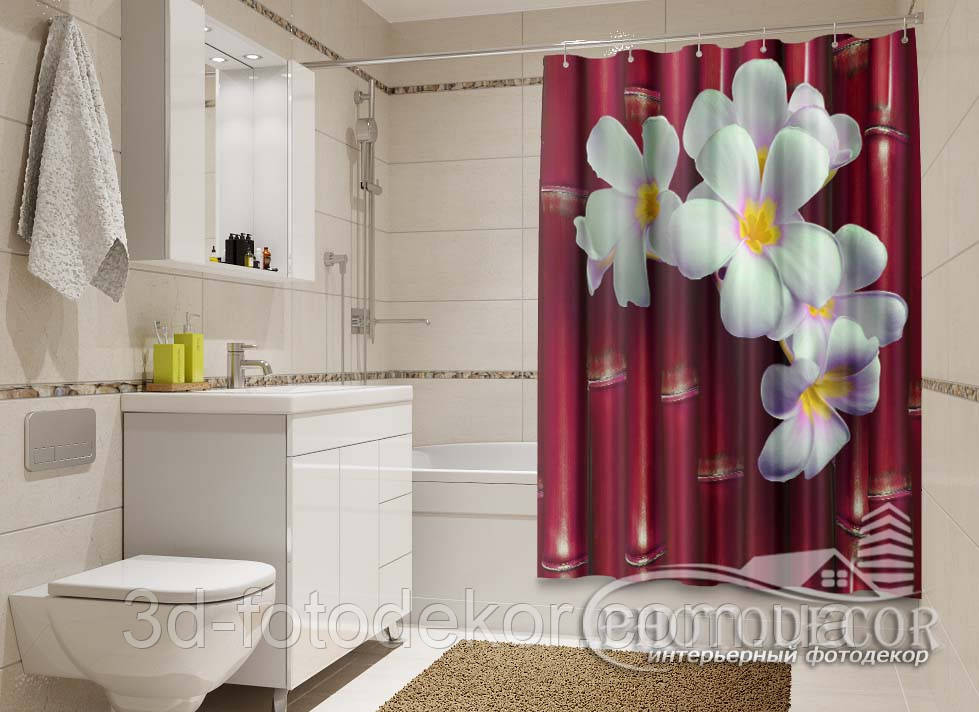 Фото Шторка для ванної "Бамбук бордо" - ціна вказана за 1 м.кв. Читаємо опис! - фото 1 - id-p344203099