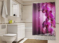 Фото Шторка для ванной "Сливовые орхидеи" - цена указана за 1 м.кв. Читаем Описание!