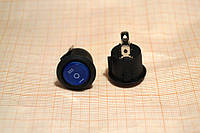 Кнопочный выключатель KCD1-2, круглый, без подсветки, диам. 20,3мм, трехпозиционный, синий