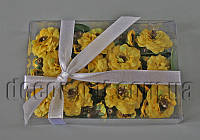 Набор желтых тканевых цветков с листьями 15-25мм