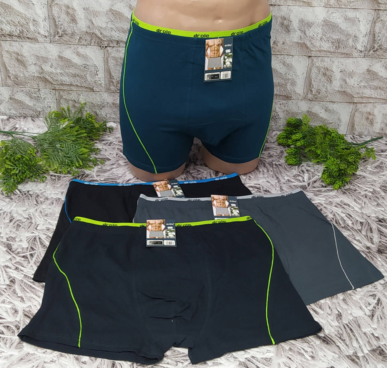

Трусы мужские 2XL 54-56 боксеры Drole хлопок С1067, Разные цвета
