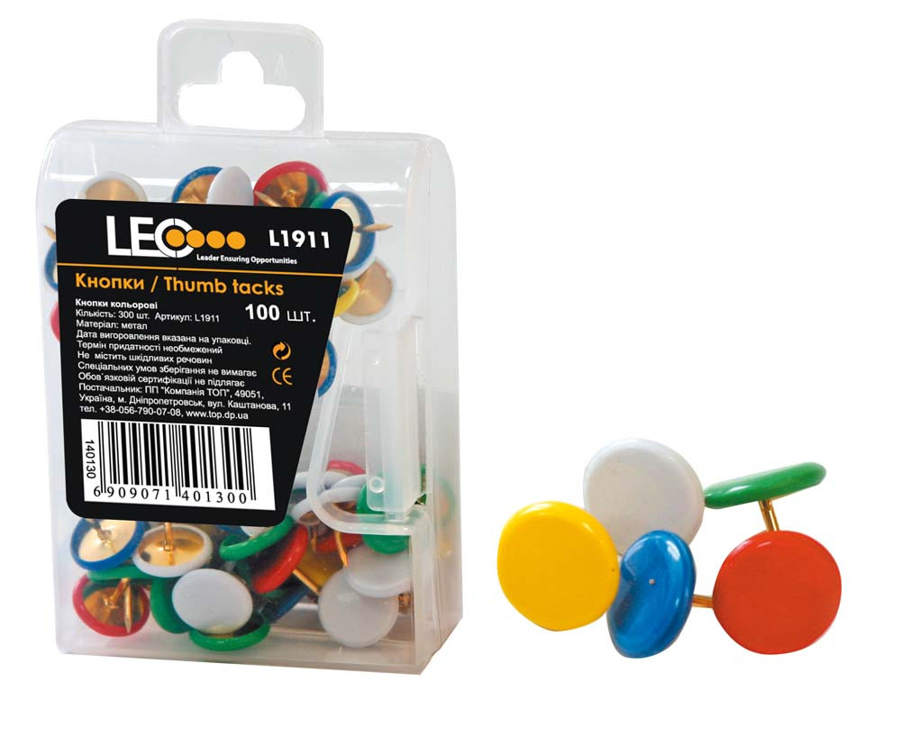Кнопки кольорові 100 штук L1911 ТМ LEO 140130, фото 1