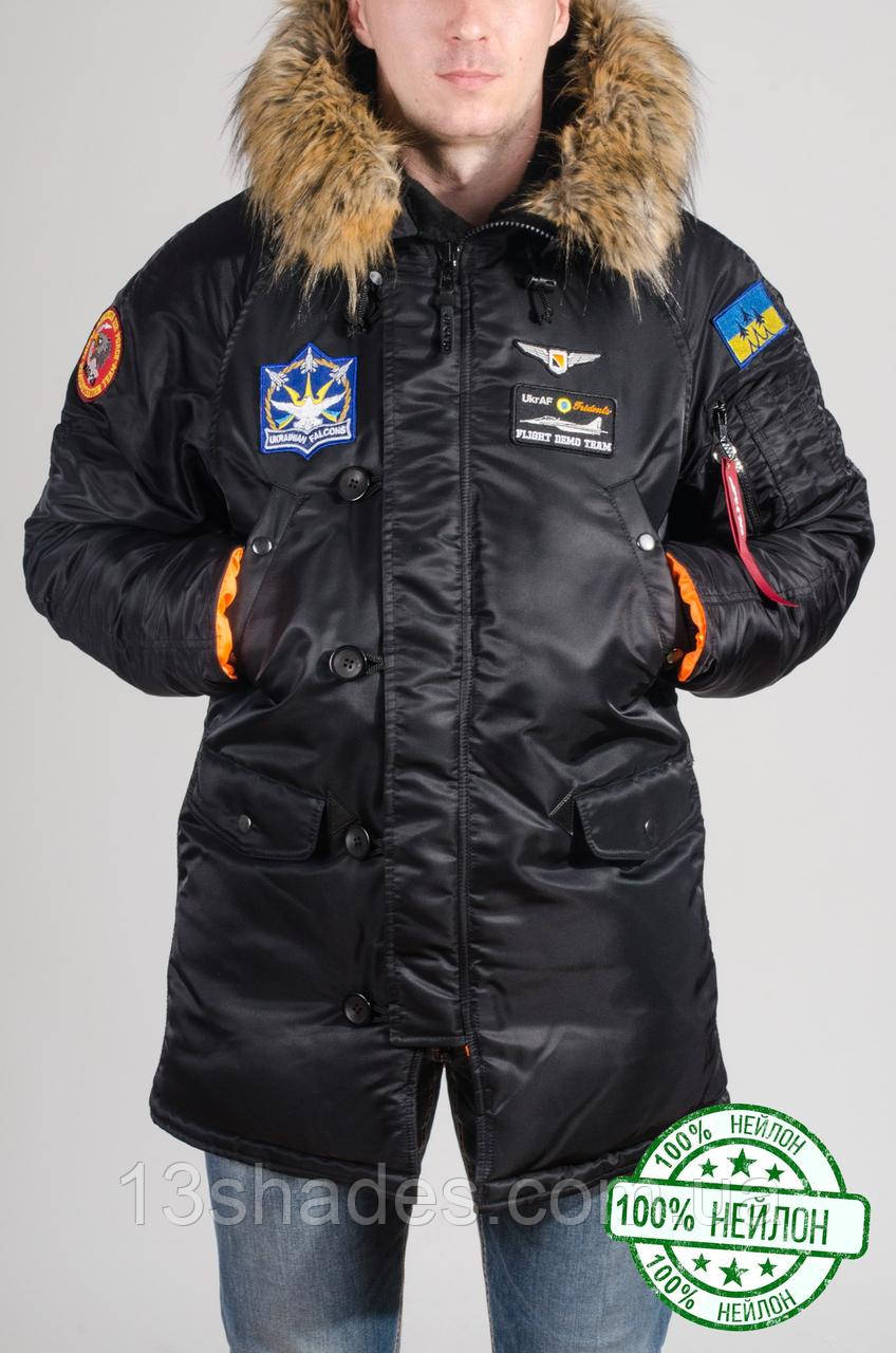 Куртка парка чоловіча Olymp з нашивками — Аляска N-3B, Slim Fit, Color: Black, фото 1