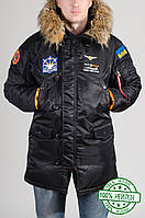 Куртка парка чоловіча Olymp з нашивками — Аляска N-3B, Slim Fit, Color: Black