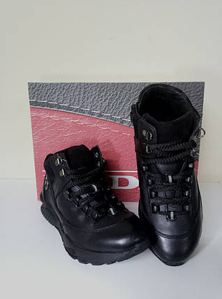 Демісезонні спортивні черевики для підлітків з натуральної шкіри чорні, фото 2