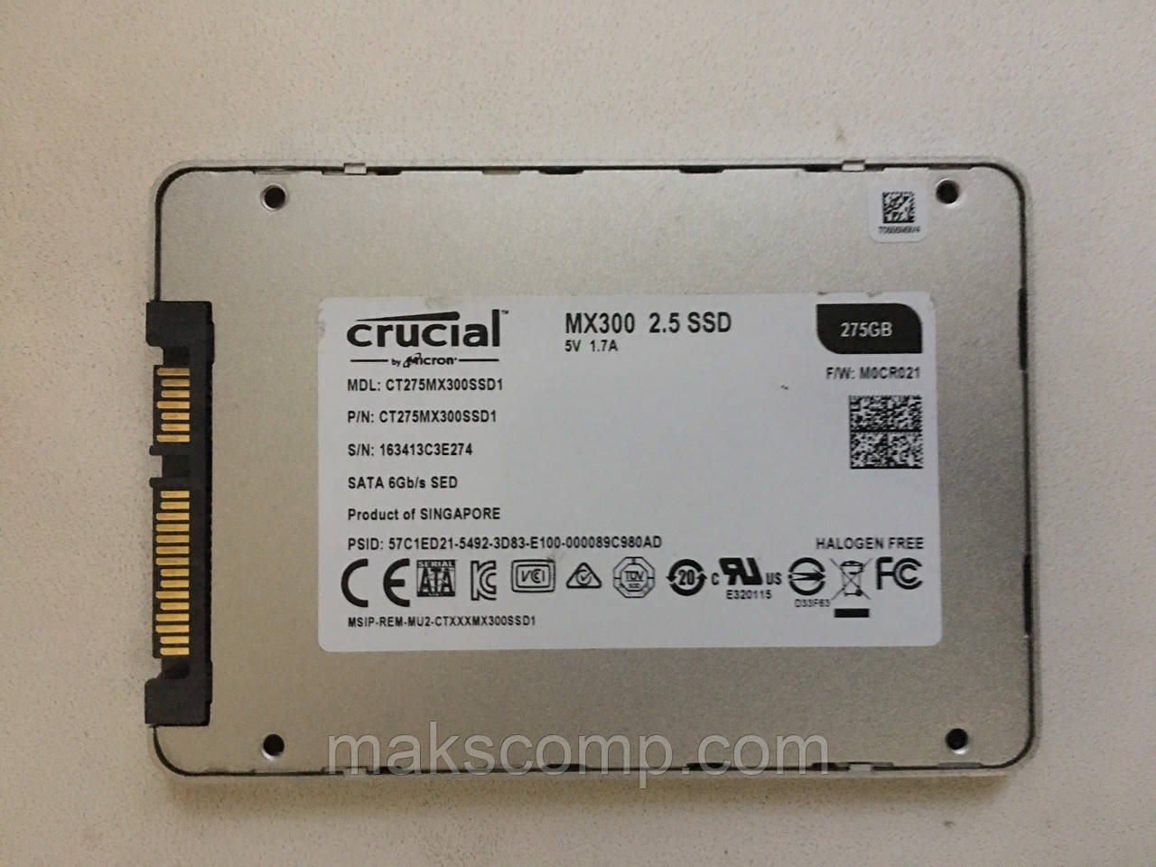 SSD Crucial MX300 275GB 2.5" SATAIII 3D-V-NAND (CT275MX300SSD1)