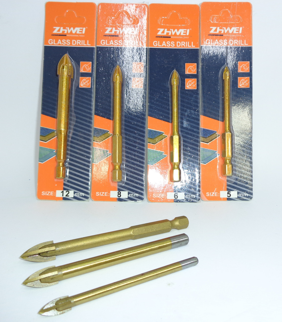 Свердла для скла, кераміки та мармуру 8 мм із 4 різальними крайками Zhwei