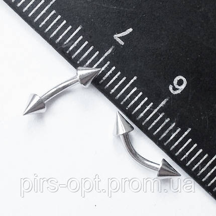 Мікробанан 6 мм із конусами 3 мм для пірсингу брови. Медична сталь., фото 2