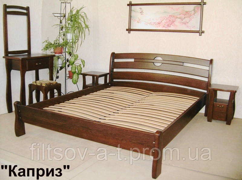 Двуспальная деревянная кровать для спальни из массива натурального дерева от производителя "Каприз" - фото 2 - id-p17643781