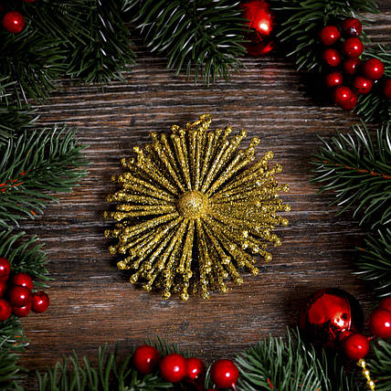 Новорічна прикраса Сніжинка-сонечко 0135(мікс), фото 1