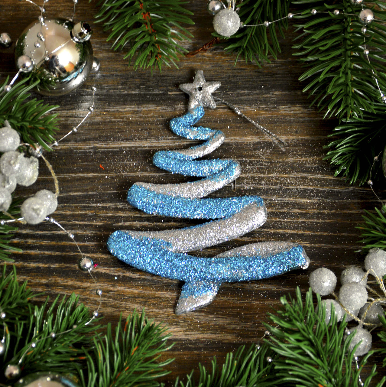 Новорічна прикраса Ялинка модерн мікс 0132