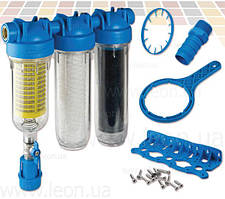 Колба проточного фільтра Atlas Filtri HYDRA RAINMASTER TRIO, позашл. д 4.5" + картриджі RAH, LA, FA