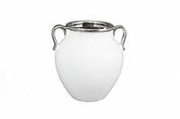 Керамическая ваза Amphora 210мм белая серебро