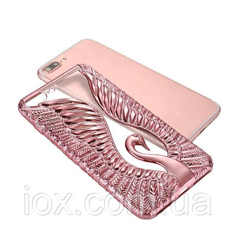 М'який рельєфний чохол Лебідь для Iphone 6/6s (рожевий)