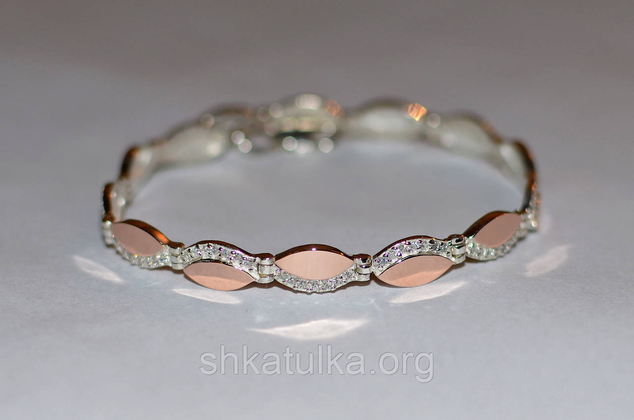 Браслет срібний із золотими пластинками