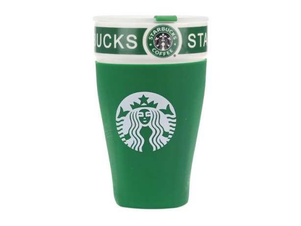 Керамічна кружка Starbucks в силіконовому чохлі і поїлкою MH-57 Green
