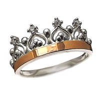 Серебряное кольцо с золотыми накладками "Корона Premium"