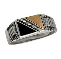 Чоловічий срібний перстень із золотою пластиною "Уельс"