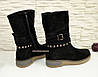 Замшеві черевики чорні жіночі на товстій підошві, фото 3