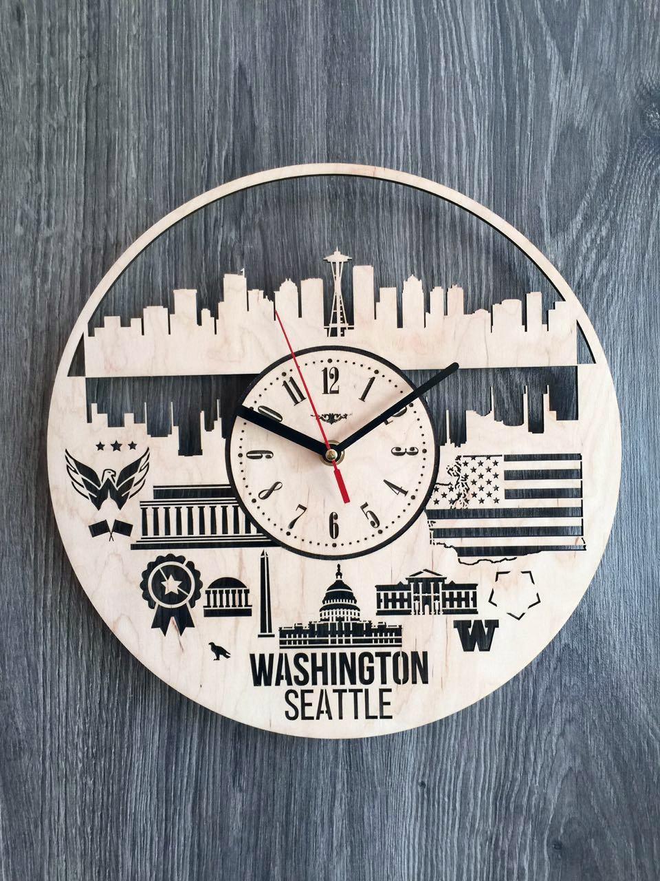 Дизайнерские часы на стену «Сиэтл, Вашингтон» - фото 1 - id-p589109491