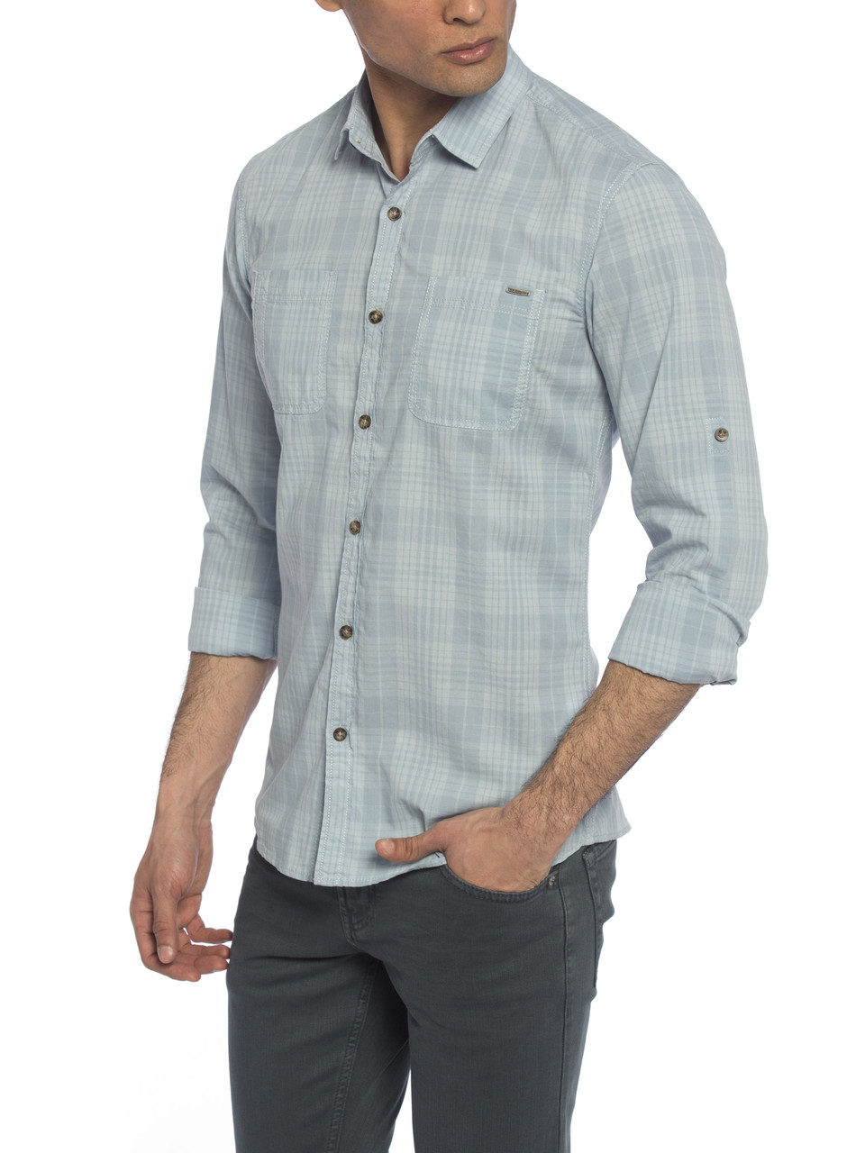 Сіра чоловіча сорочка LC Waikiki/ЛС Вайкі в клітинку