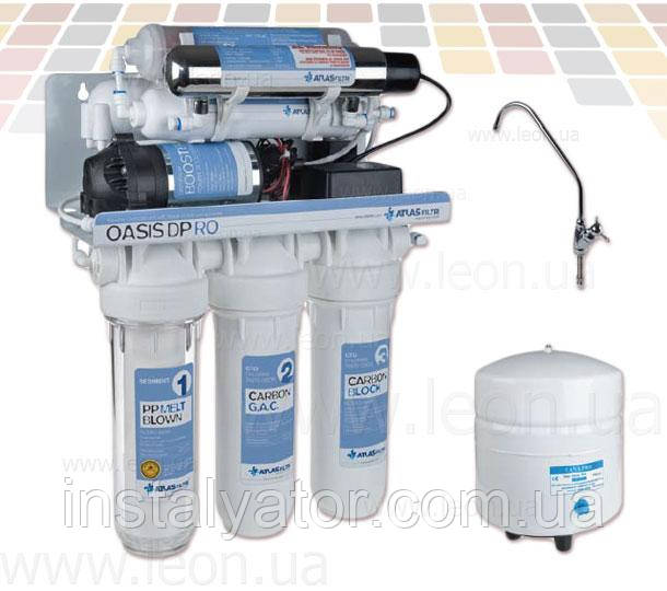 Система зворотного осмосу Atlas Filtri OASIS DP PUMP-UV з ультрафіолетовою лампою й насосом