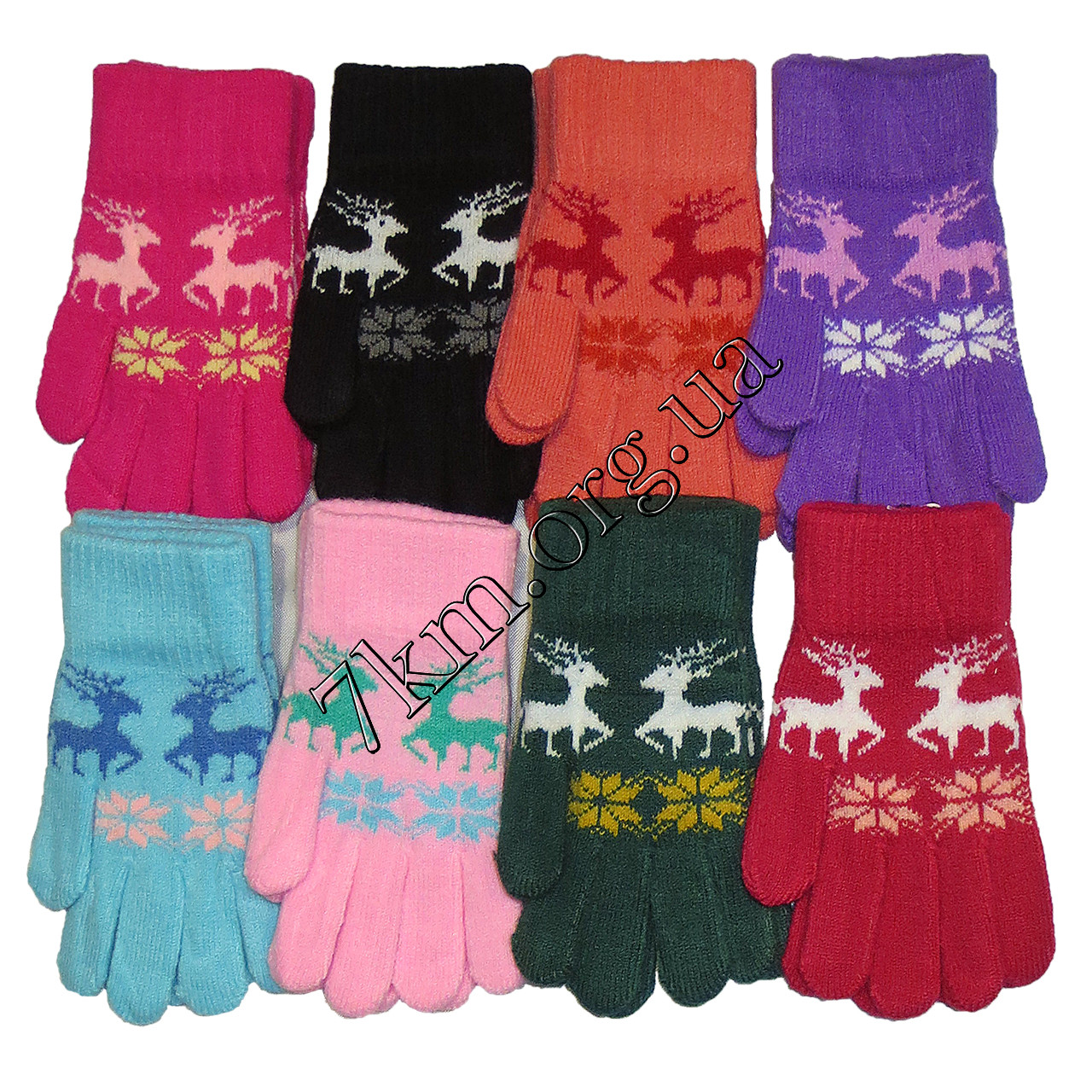 Рукавички дитячі полуторні "Олені" Корона 3-5 років Оптом 5605 S, фото 1