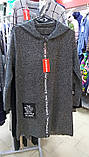 Жіночий сірий кардиган на замку з капюшоном, фото 3