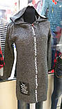 Жіночий сірий кардиган на замку з капюшоном, фото 4