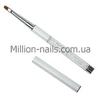 Пензель для гелю, прямий ворс, складна зі стразами №8